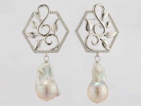 Silver Baroque Pearl Earrings