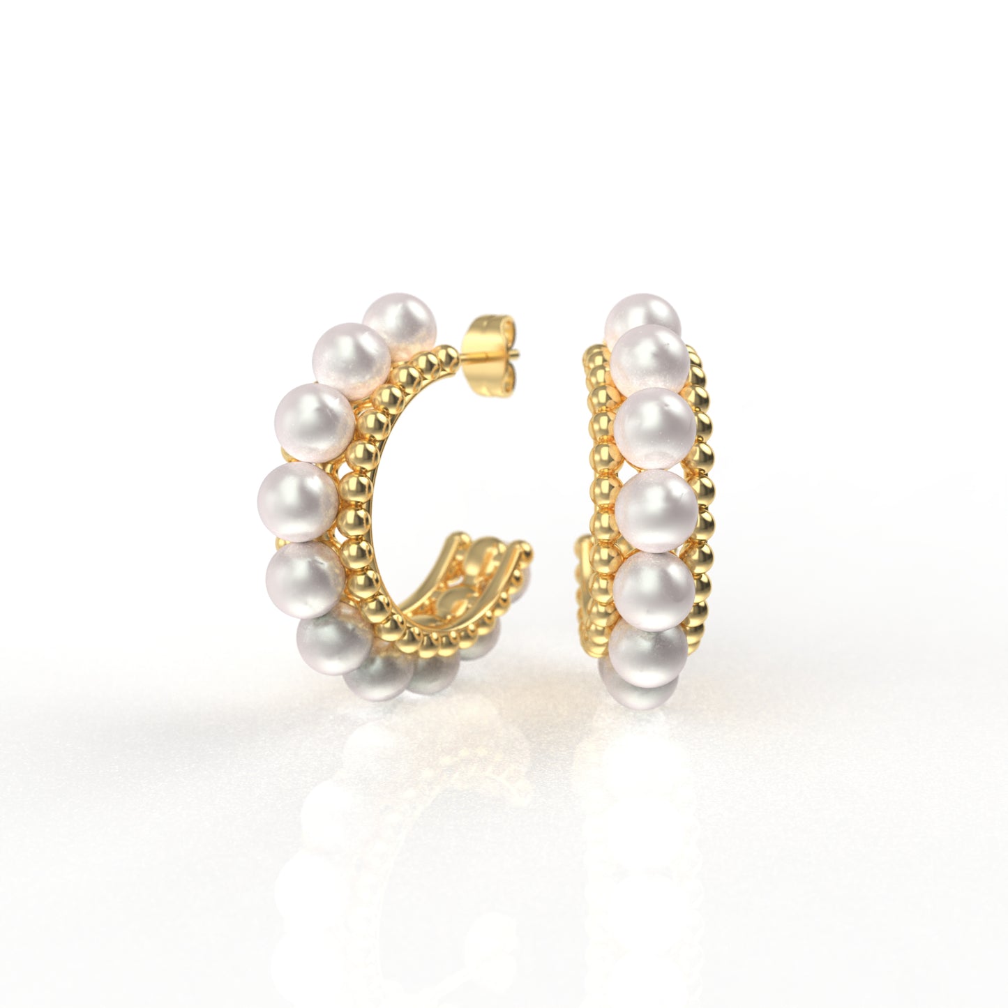 Gold Pearl Hoop Earrings